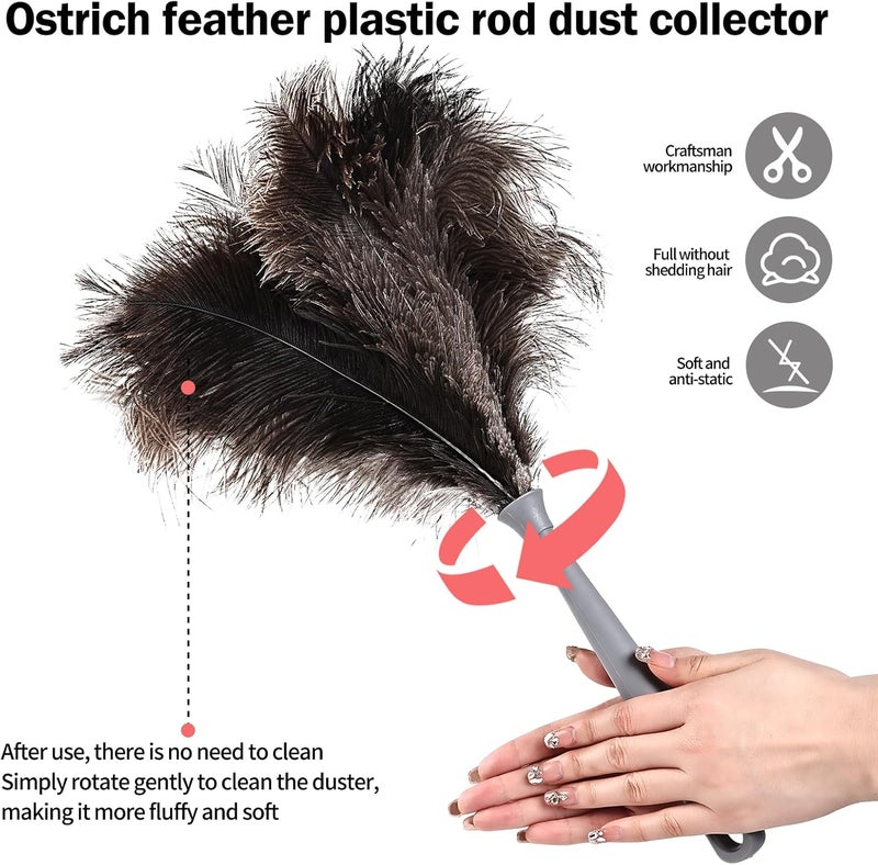 FeelfunFeather Feather Duster-Genuine Ostrich Feathers,Anti-Static,Reusable Eco-Friendly Handheld Cleaning for Keyboard,Home,Car,Office(17Inch,2Pack) - Image 3